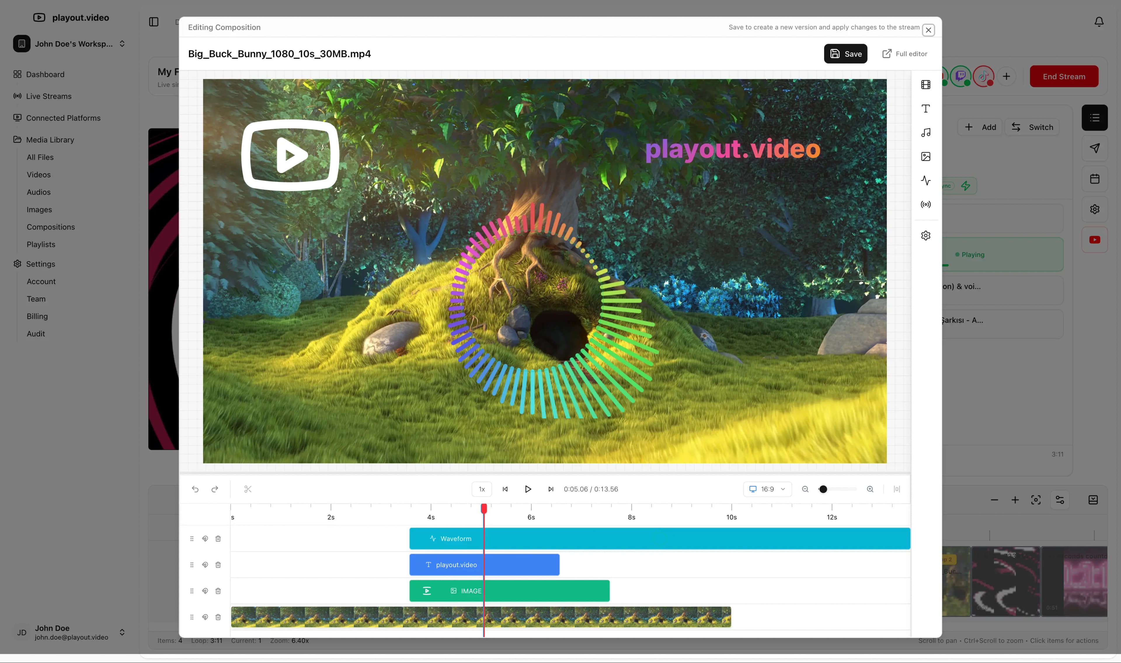 Overlay editor interface with live preview